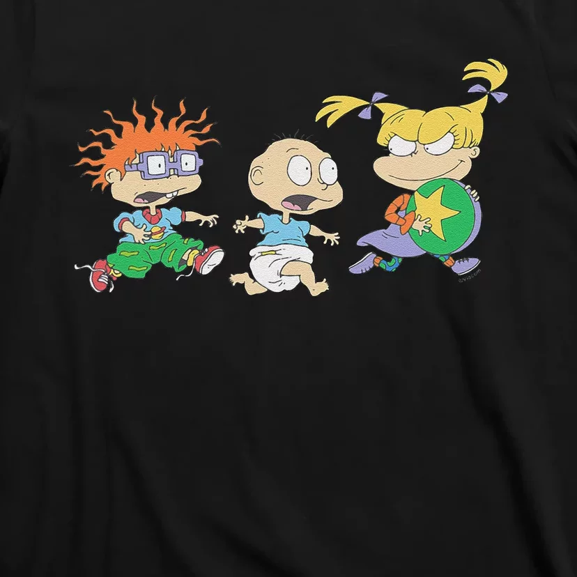 Rugrats Iconic Trio Angelica Tommy Chuckie Big Chest Logo T-Shirt