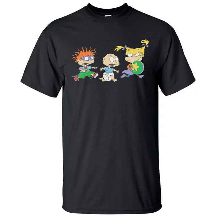 Rugrats Iconic Trio Angelica Tommy Chuckie Big Chest Logo Tall T-Shirt