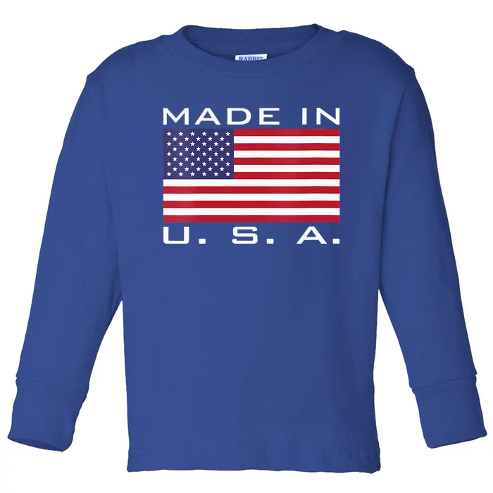 RAISED IN USA FLAG AMERICAN MADE BRED AMERICA Toddler Long Sleeve Shirt