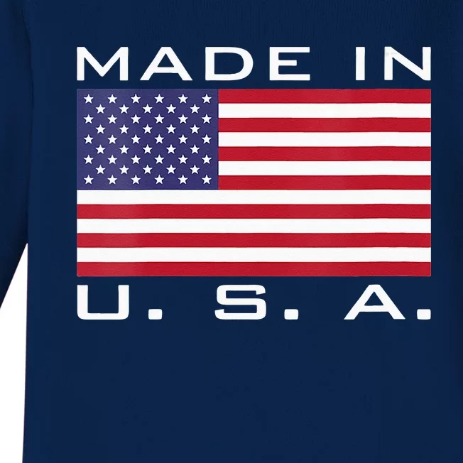 RAISED IN USA FLAG AMERICAN MADE BRED AMERICA Baby Long Sleeve Bodysuit