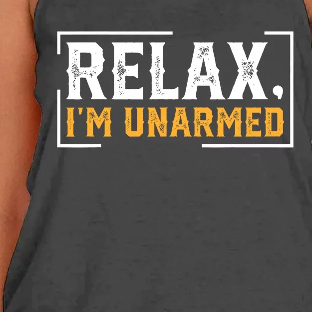 Relax I’M Unarmed Funny Hand Amputee Women's Knotted Racerback Tank