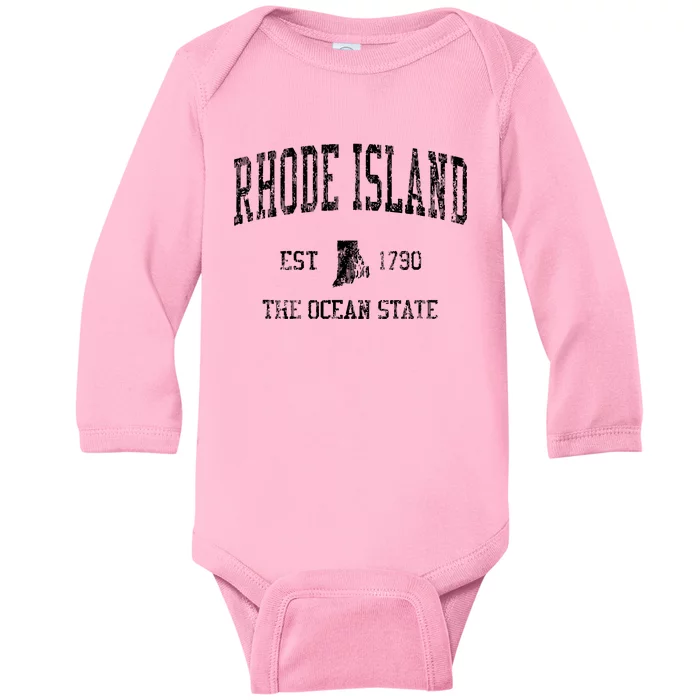 Rhode Island Vintage Sports Ri Design Rhode Islander Baby Long Sleeve Bodysuit