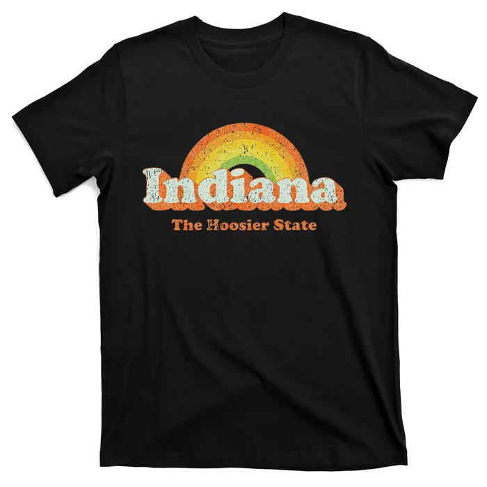 Retro Indiana Vintage 70s Rainbow Design T-Shirt