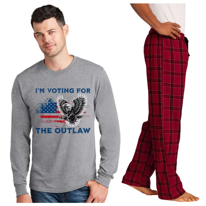 Retro IM Voting For The Outlaw Trump 2024 Long Sleeve Pajama Set