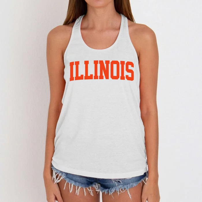 Retro Illinois Vintage Illinois Orange Blue Throwback Il Women's Knotted Racerback Tank