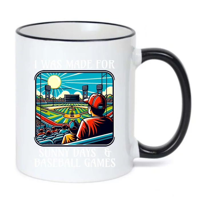 Retro I Was Made Sunny Days And Baseball Games Summer Funny Gift Black Color Changing Mug