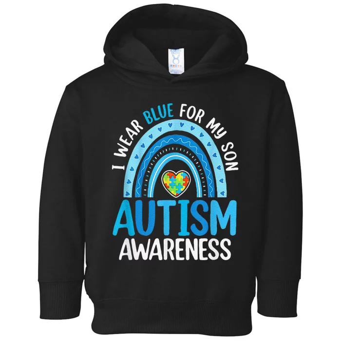 Rainbow I Wear Blue For My Son Autism Awareness Toddler Hoodie