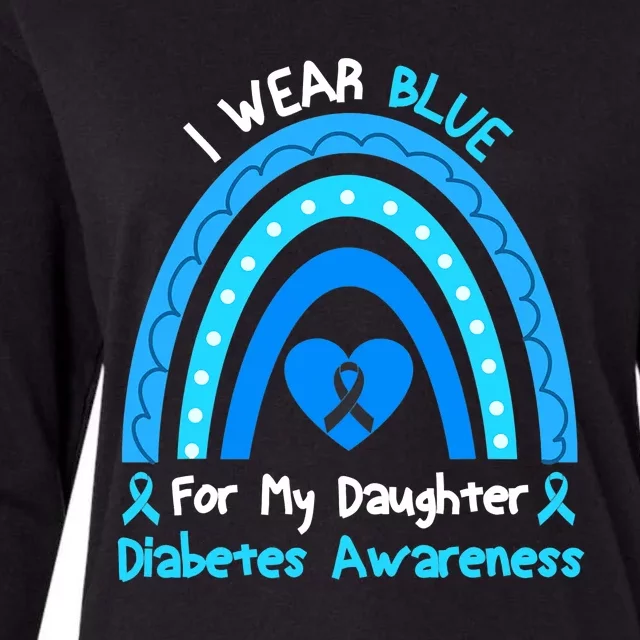 Rainbow I Wear Blue For My Daughter Diabetes Womens Cotton Relaxed Long Sleeve T-Shirt