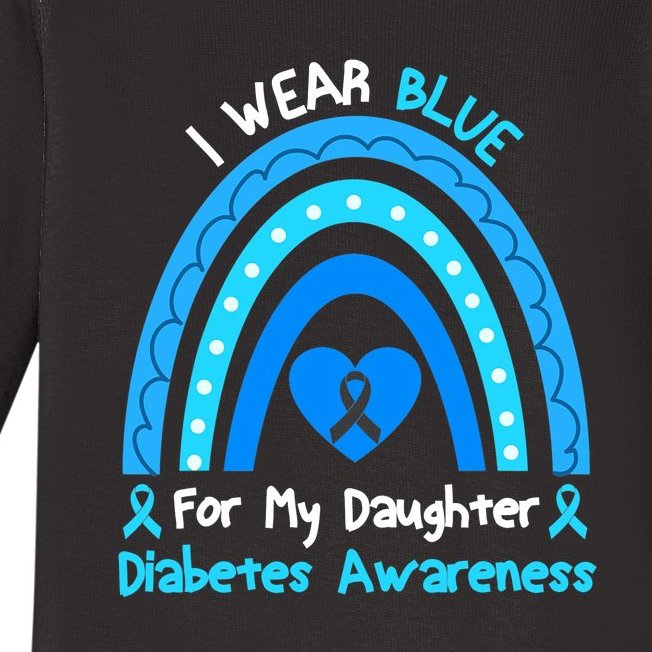 Rainbow I Wear Blue For My Daughter Diabetes Baby Long Sleeve Bodysuit