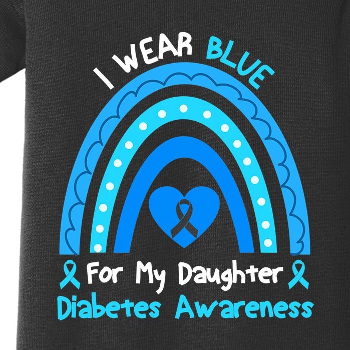 Rainbow I Wear Blue For My Daughter Diabetes Baby Bodysuit