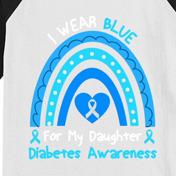 Rainbow I Wear Blue For My Daughter Diabetes Kids Colorblock Raglan Jersey