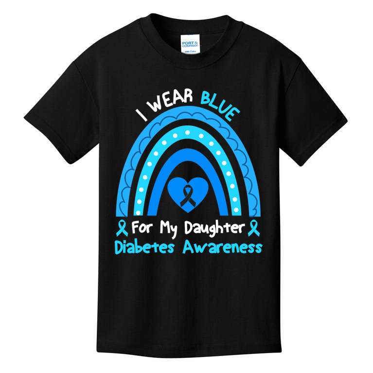 Rainbow I Wear Blue For My Daughter Diabetes Kids T-Shirt