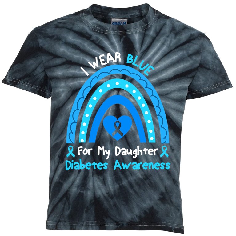 Rainbow I Wear Blue For My Daughter Diabetes Kids Tie-Dye T-Shirt