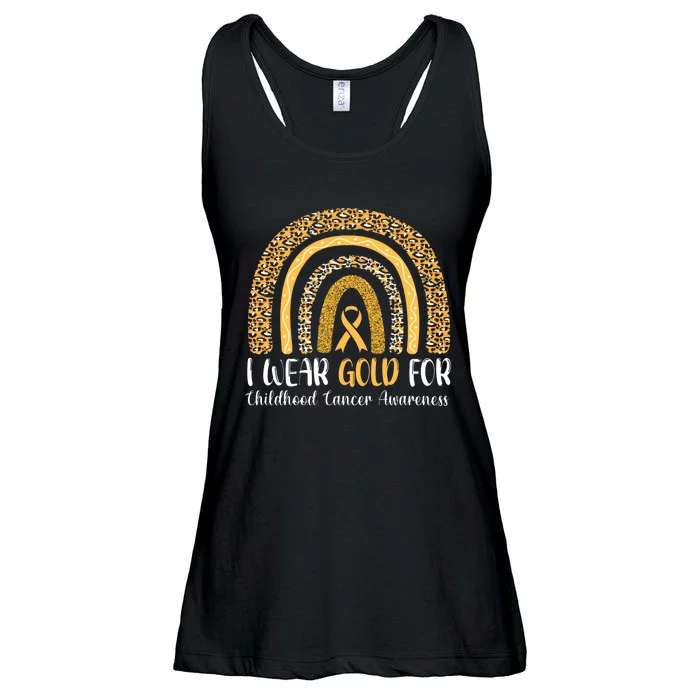 Rainbow I Wear Gold For Childhood Cancer Awareness Ladies Essential Flowy Tank