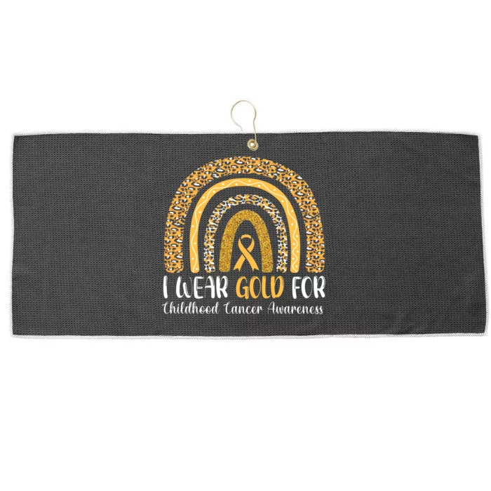 Rainbow I Wear Gold For Childhood Cancer Awareness Large Microfiber Waffle Golf Towel