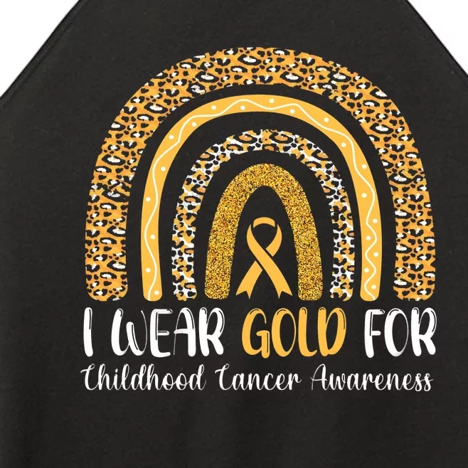 Rainbow I Wear Gold For Childhood Cancer Awareness Women’s Perfect Tri Rocker Tank