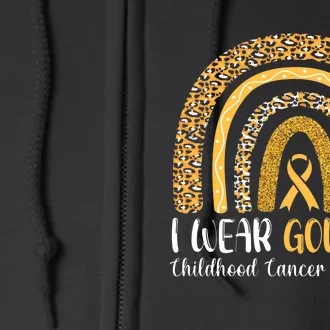 Rainbow I Wear Gold For Childhood Cancer Awareness Full Zip Hoodie