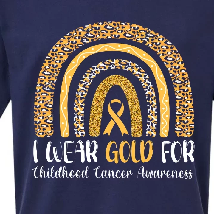 Rainbow I Wear Gold For Childhood Cancer Awareness Sueded Cloud Jersey T-Shirt