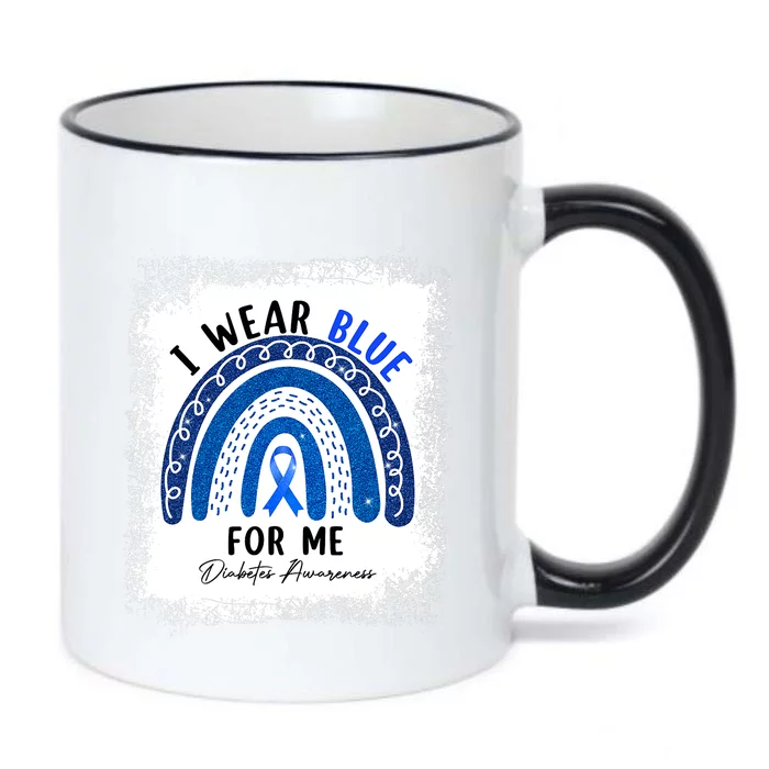 Rainbow I Wear Blue Ribbon For Me T1D Diabetes Awareness Black Color Changing Mug