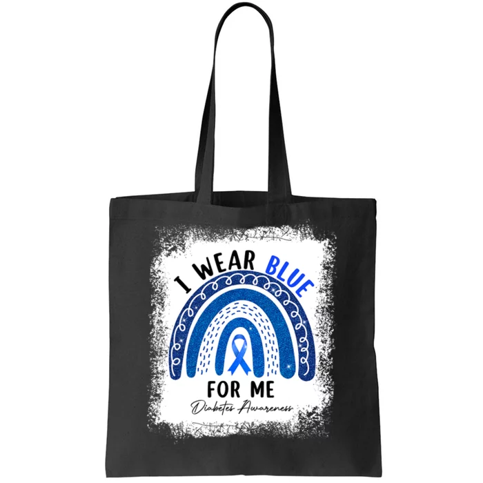 Rainbow I Wear Blue Ribbon For Me T1D Diabetes Awareness Tote Bag