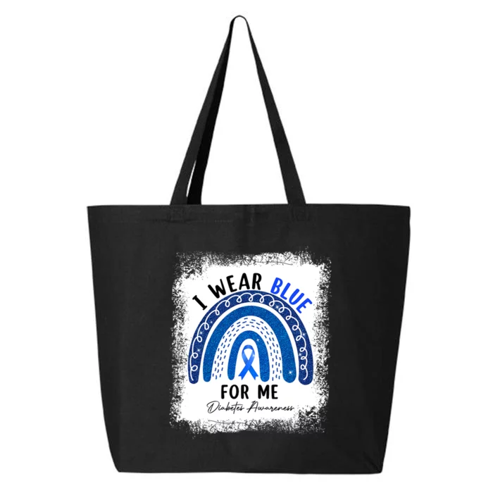 Rainbow I Wear Blue Ribbon For Me T1D Diabetes Awareness 25L Jumbo Tote