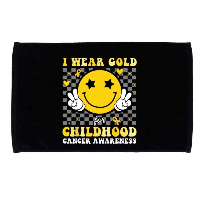 Retro I Wear Gold For Childhood Cancer Awareness Microfiber Hand Towel