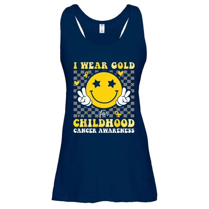 Retro I Wear Gold For Childhood Cancer Awareness Ladies Essential Flowy Tank