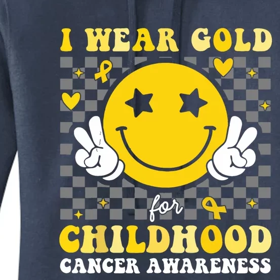 Retro I Wear Gold For Childhood Cancer Awareness Women's Pullover Hoodie