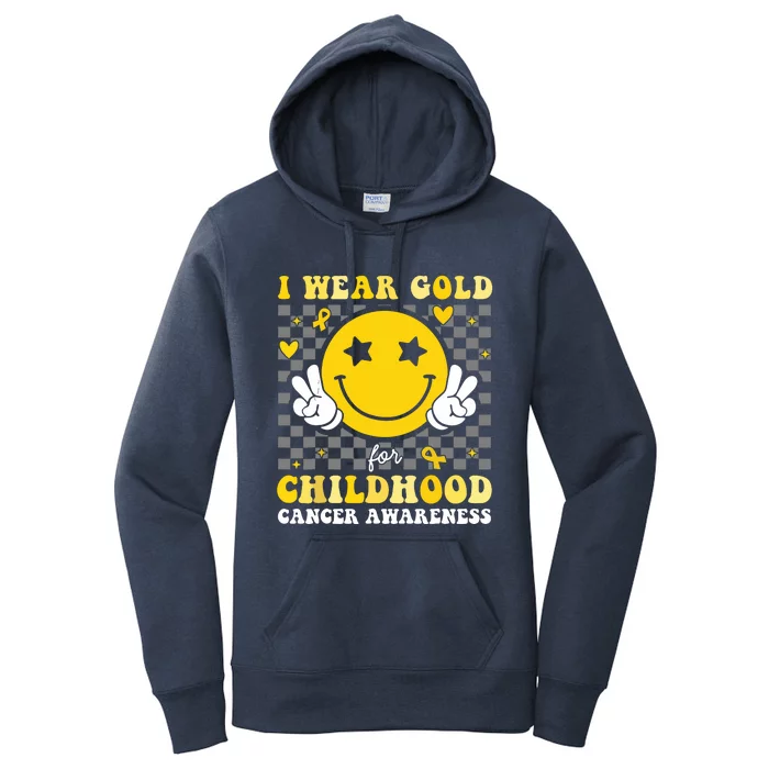 Retro I Wear Gold For Childhood Cancer Awareness Women's Pullover Hoodie