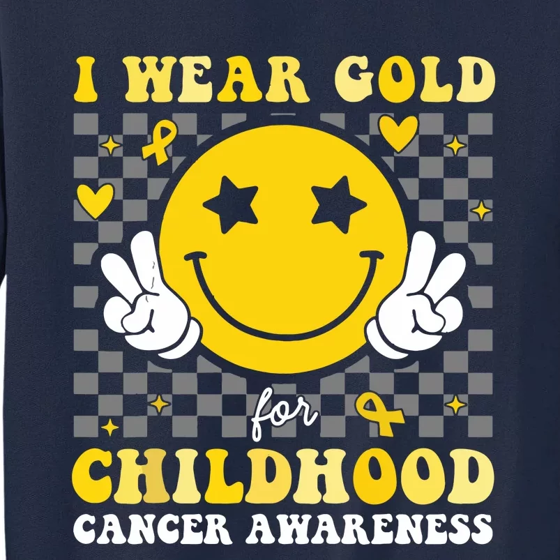 Retro I Wear Gold For Childhood Cancer Awareness Tall Sweatshirt