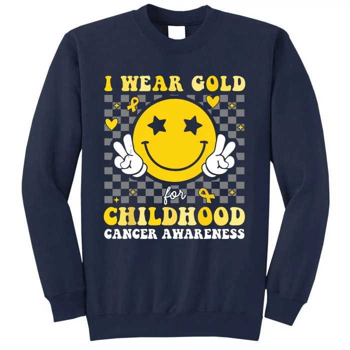 Retro I Wear Gold For Childhood Cancer Awareness Tall Sweatshirt