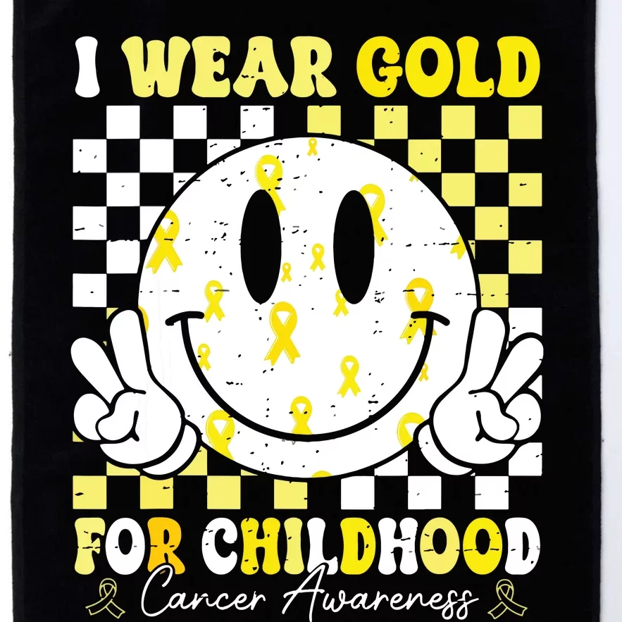 Retro I Wear Gold For Childhood Cancer Awareness Gold Ribbon Platinum Collection Golf Towel