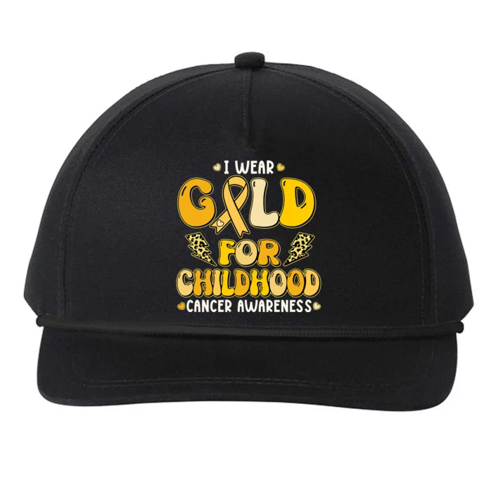 Retro I Wear Gold For Childhood Cancer Awareness Snapback Five-Panel Rope Hat