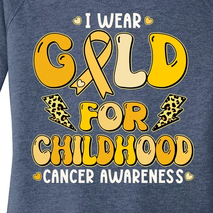 Retro I Wear Gold For Childhood Cancer Awareness Women's Perfect Tri Tunic Long Sleeve Shirt