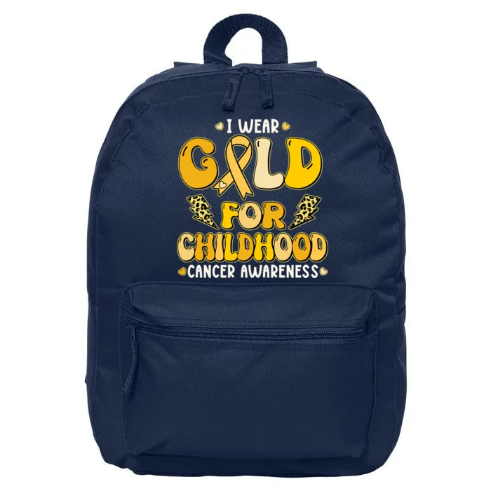 Retro I Wear Gold For Childhood Cancer Awareness 16 in Basic Backpack