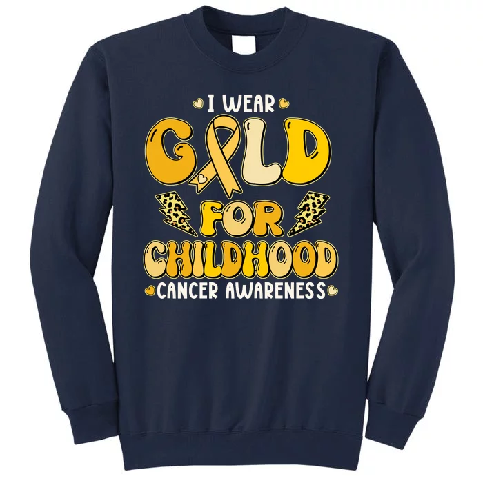 Retro I Wear Gold For Childhood Cancer Awareness Tall Sweatshirt