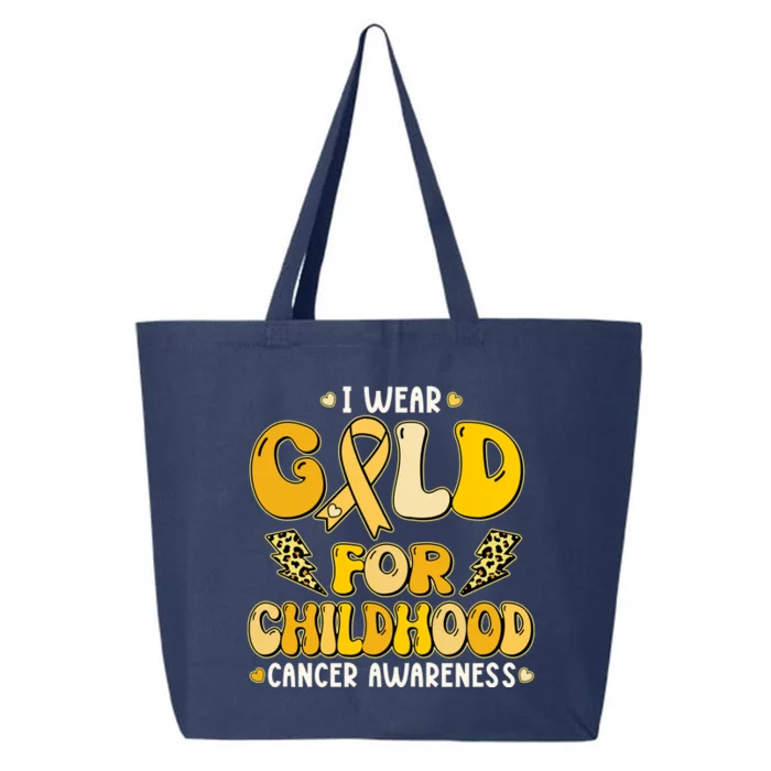 Retro I Wear Gold For Childhood Cancer Awareness 25L Jumbo Tote