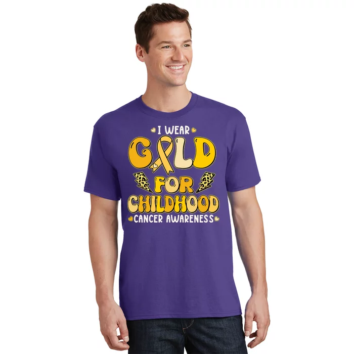 Retro I Wear Gold For Childhood Cancer Awareness T-Shirt