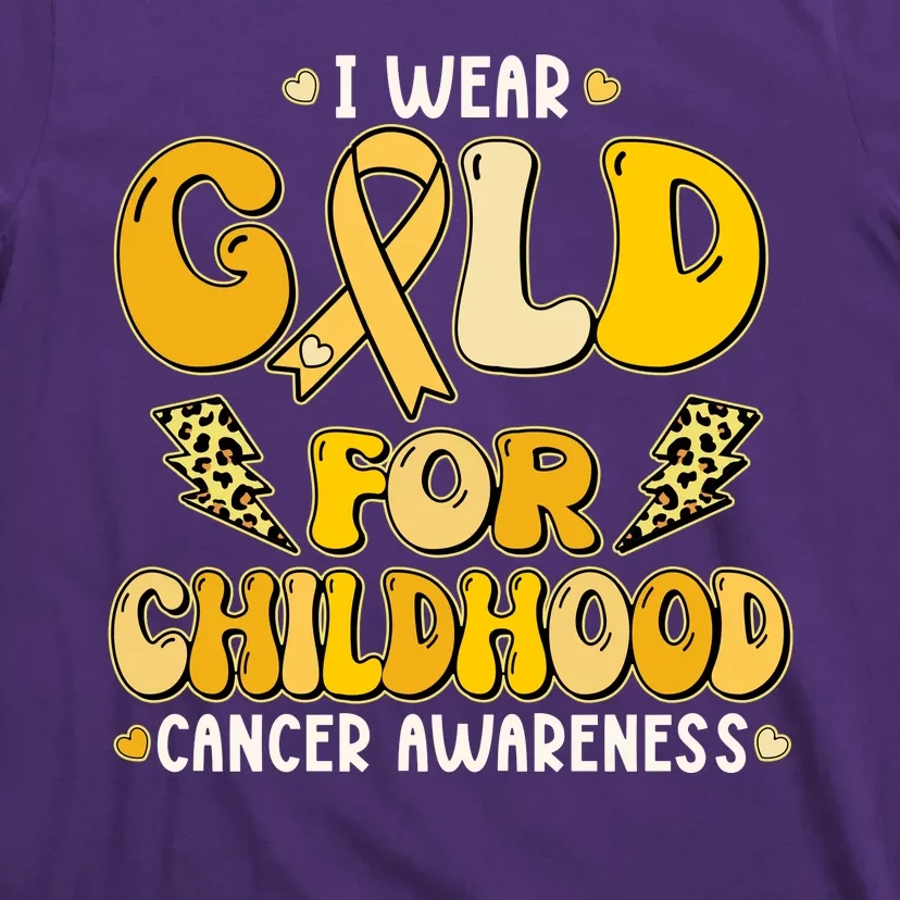 Retro I Wear Gold For Childhood Cancer Awareness T-Shirt