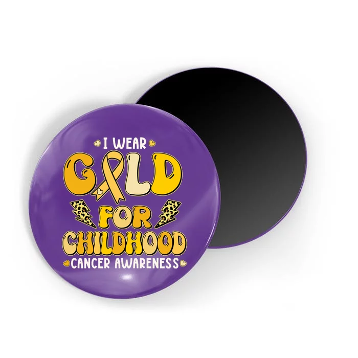 Retro I Wear Gold For Childhood Cancer Awareness Magnet