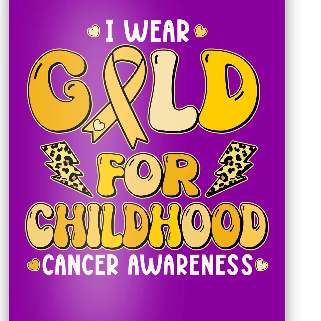 Retro I Wear Gold For Childhood Cancer Awareness Poster