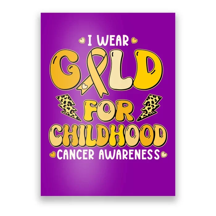 Retro I Wear Gold For Childhood Cancer Awareness Poster