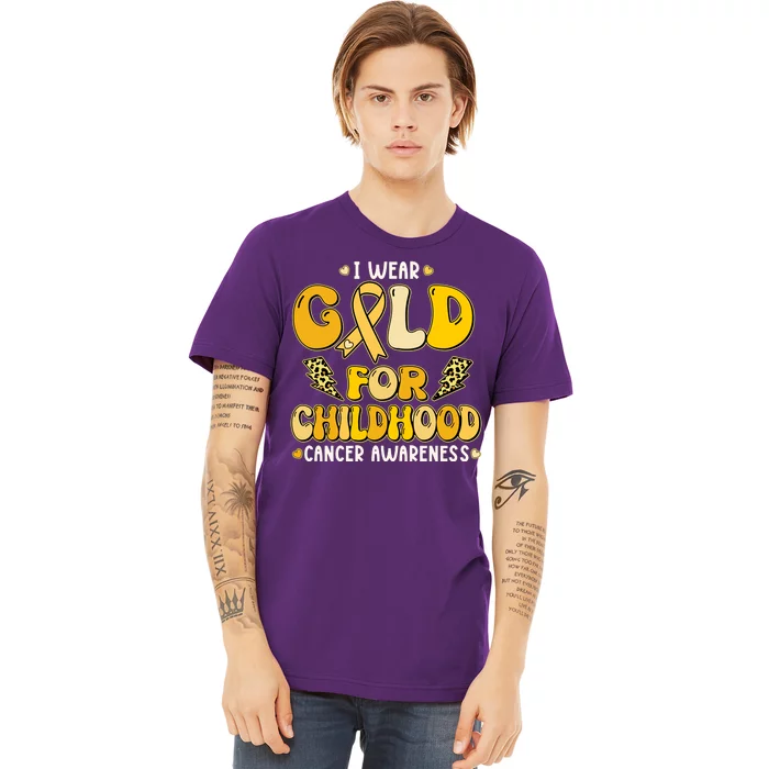 Retro I Wear Gold For Childhood Cancer Awareness Premium T-Shirt