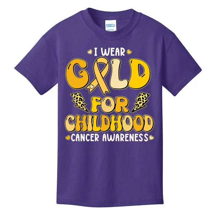 Retro I Wear Gold For Childhood Cancer Awareness Kids T-Shirt