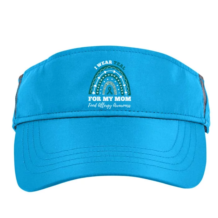 Rainbow I Wear Teal For My Mom Food Allergy Awareness Gift Adult Drive Performance Visor