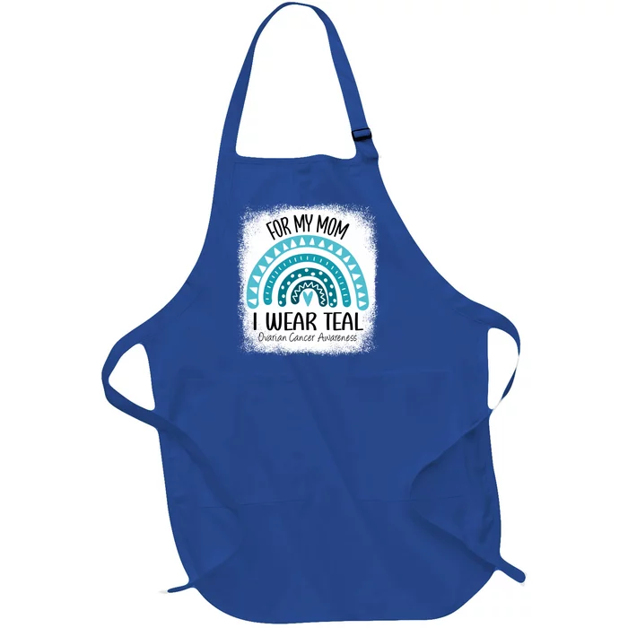 Rainbow I Wear Teal For My Mom Ovarian Cancer Awareness Gift Full-Length Apron With Pocket