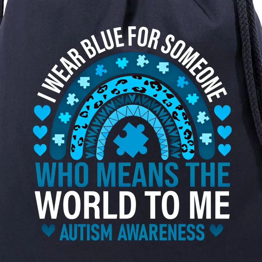 Rainbow I Wear Blue Utism Awareness Month Meaningful Gift Drawstring Bag