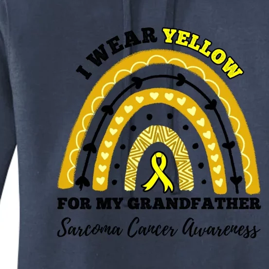 Rainbow I Wear Yellow Grandfather Sarcoma Cancer Awareness Meaningful Gift Women's Pullover Hoodie