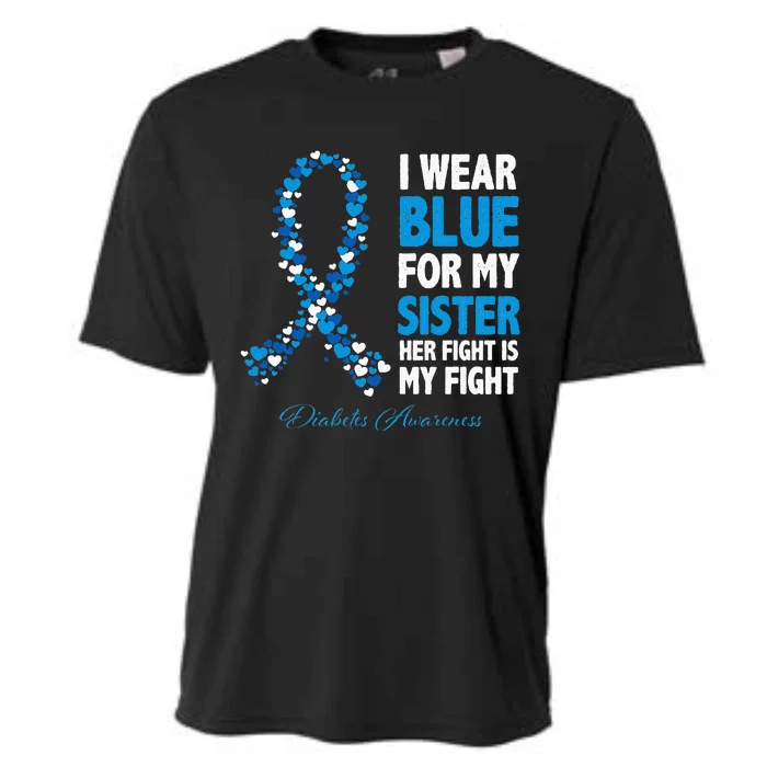 Ribbon I Wear Blue For Sister Her Fight Is My Fight Diabetes Cooling Performance Crew T-Shirt