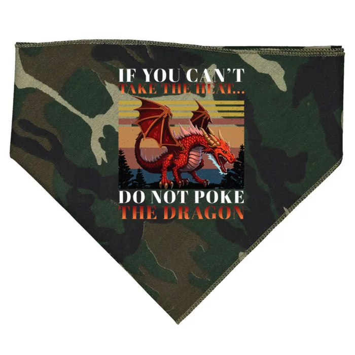 Retro If You CanT Take The Heat Dont Poke The Dragon USA-Made Doggie Bandana